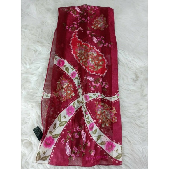 Harve Benard 100% Silk Scarf Paisley 70s Floral - Picture 5 of 8